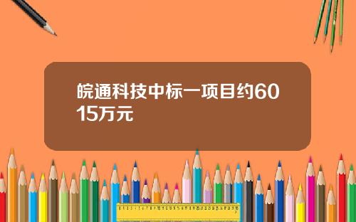 皖通科技中标一项目约6015万元