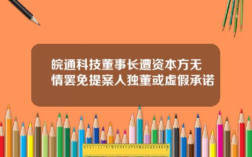 皖通科技董事长遭资本方无情罢免提案人独董或虚假承诺