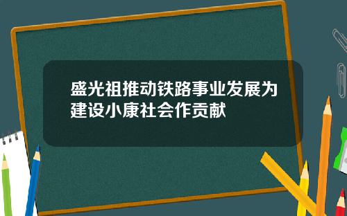 盛光祖推动铁路事业发展为建设小康社会作贡献