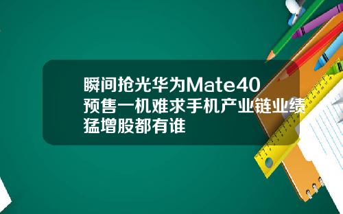 瞬间抢光华为Mate40预售一机难求手机产业链业绩猛增股都有谁