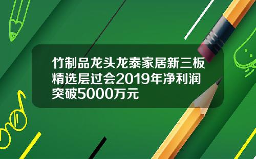 竹制品龙头龙泰家居新三板精选层过会2019年净利润突破5000万元