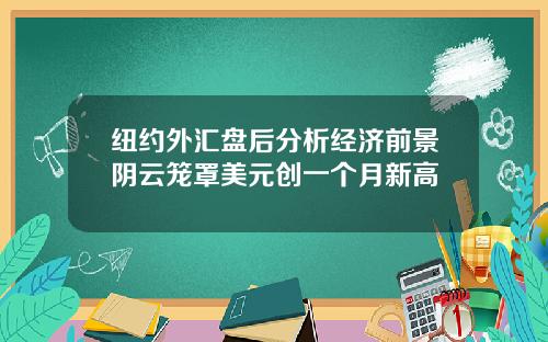 纽约外汇盘后分析经济前景阴云笼罩美元创一个月新高