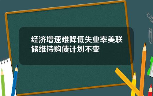 经济增速难降低失业率美联储维持购债计划不变