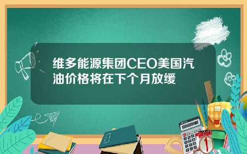 维多能源集团CEO美国汽油价格将在下个月放缓