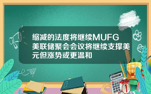 缩减的法度将继续MUFG美联储聚会会议将继续支撑美元但涨势或更温和