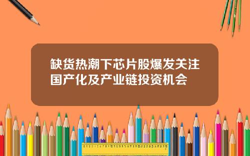 缺货热潮下芯片股爆发关注国产化及产业链投资机会