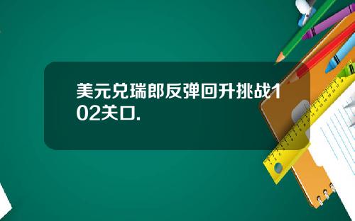 美元兑瑞郎反弹回升挑战102关口.