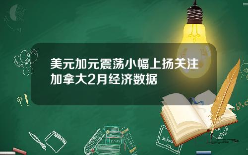 美元加元震荡小幅上扬关注加拿大2月经济数据