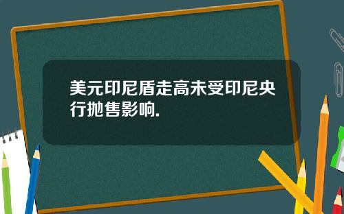 美元印尼盾走高未受印尼央行抛售影响.