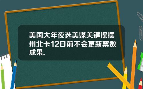 美国大年夜选美媒关键摇摆州北卡12日前不会更新票数成果.