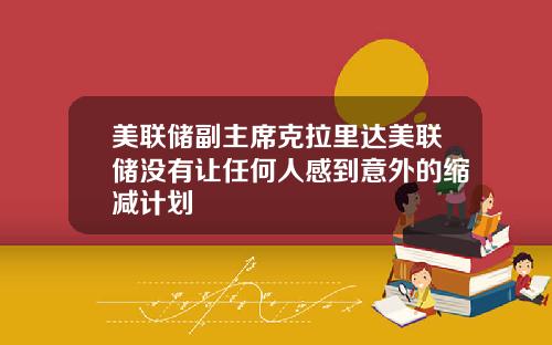 美联储副主席克拉里达美联储没有让任何人感到意外的缩减计划
