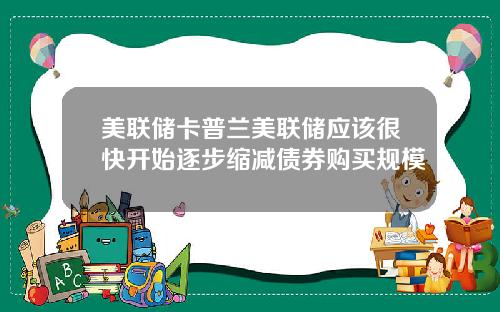 美联储卡普兰美联储应该很快开始逐步缩减债券购买规模