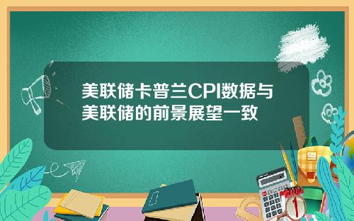 美联储卡普兰CPI数据与美联储的前景展望一致