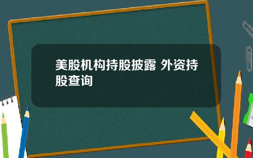 美股机构持股披露 外资持股查询