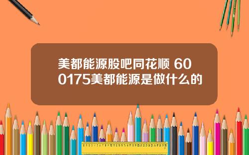 美都能源股吧同花顺 600175美都能源是做什么的