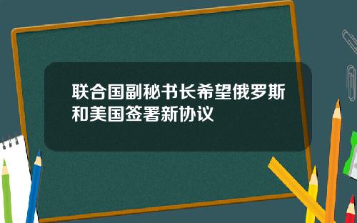联合国副秘书长希望俄罗斯和美国签署新协议