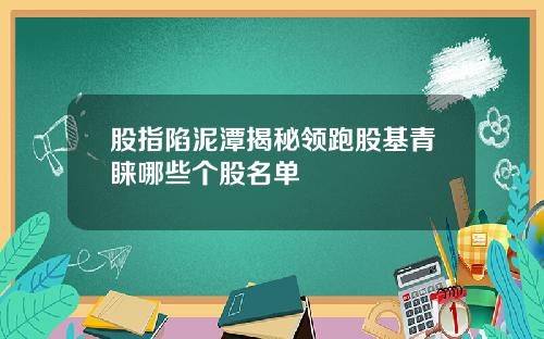 股指陷泥潭揭秘领跑股基青睐哪些个股名单