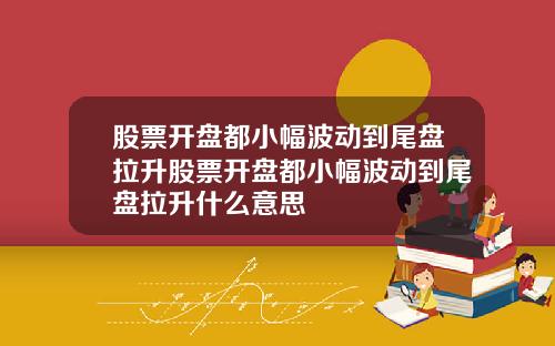 股票开盘都小幅波动到尾盘拉升股票开盘都小幅波动到尾盘拉升什么意思