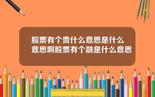 股票有个贵什么意思是什么意思啊股票有个融是什么意思