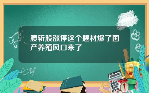 腰斩股涨停这个题材爆了国产养殖风口来了