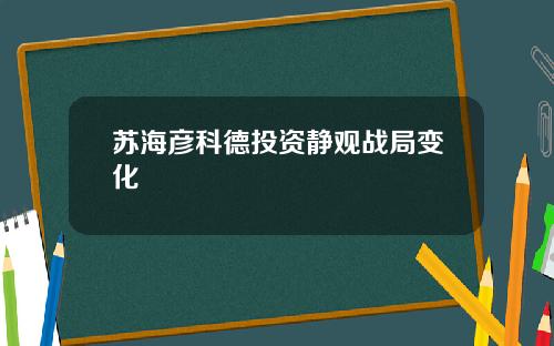 苏海彦科德投资静观战局变化