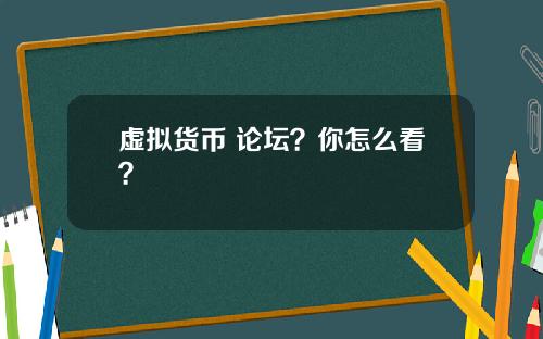 虚拟货币 论坛?你怎么看?