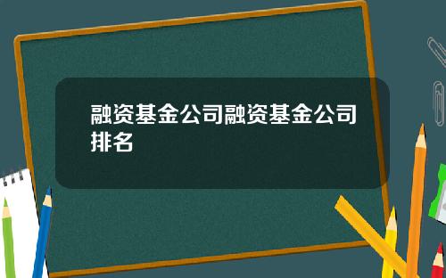 融资基金公司融资基金公司排名