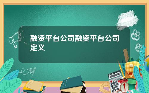 融资平台公司融资平台公司定义