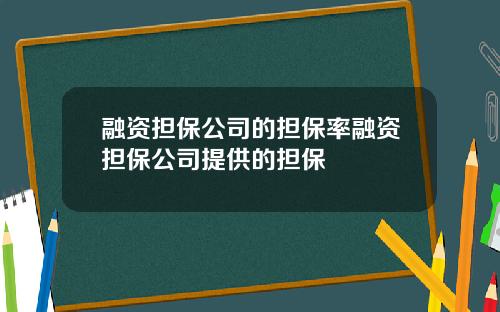 融资担保公司的担保率融资担保公司提供的担保