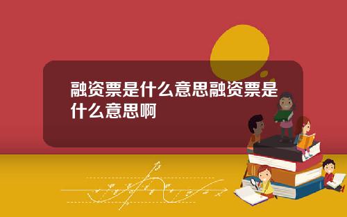融资票是什么意思融资票是什么意思啊