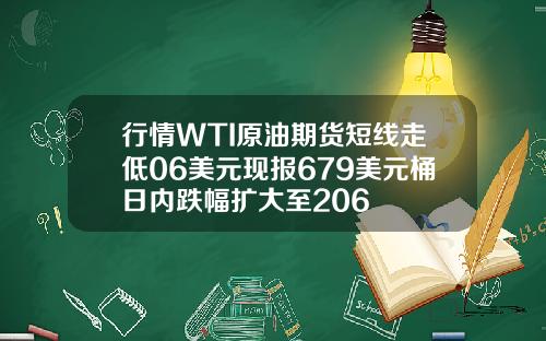 行情WTI原油期货短线走低06美元现报679美元桶日内跌幅扩大至206