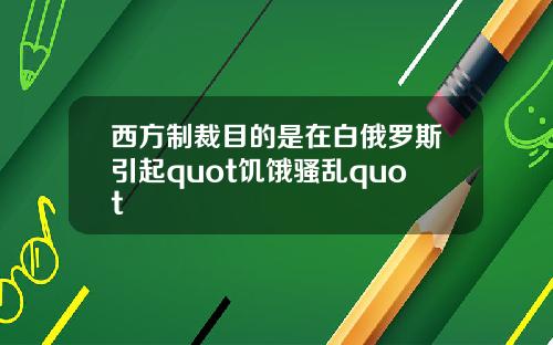 西方制裁目的是在白俄罗斯引起quot饥饿骚乱quot
