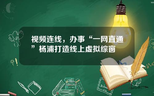 视频连线,办事“一网直通”杨浦打造线上虚拟综窗