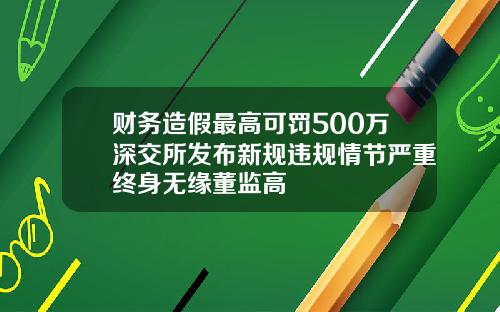 财务造假最高可罚500万深交所发布新规违规情节严重终身无缘董监高