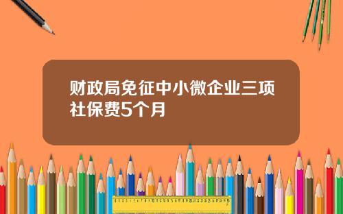 财政局免征中小微企业三项社保费5个月