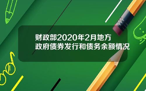 财政部2020年2月地方政府债券发行和债务余额情况