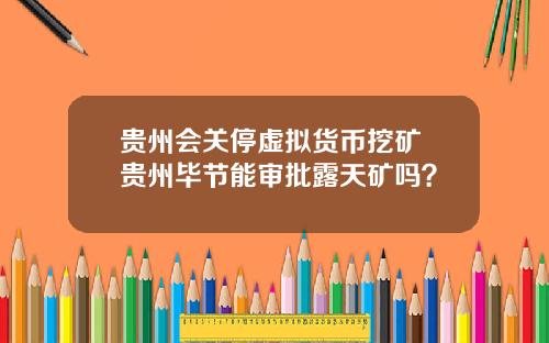 贵州会关停虚拟货币挖矿 贵州毕节能审批露天矿吗?