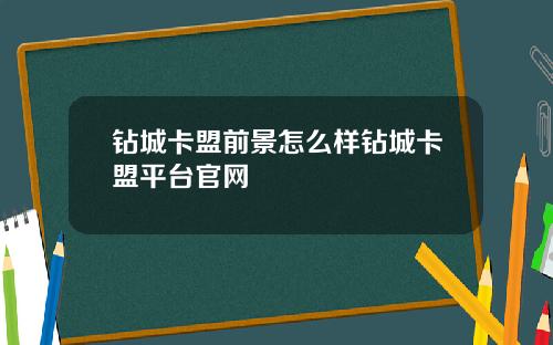 钻城卡盟前景怎么样钻城卡盟平台官网