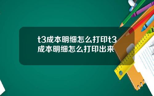 t3成本明细怎么打印t3成本明细怎么打印出来