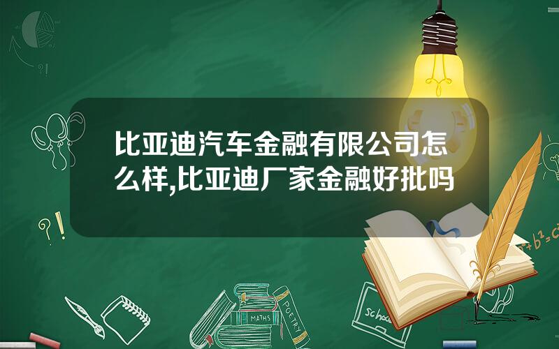 比亚迪汽车金融有限公司怎么样,比亚迪厂家金融好批吗