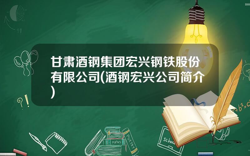 甘肃酒钢集团宏兴钢铁股份有限公司(酒钢宏兴公司简介)