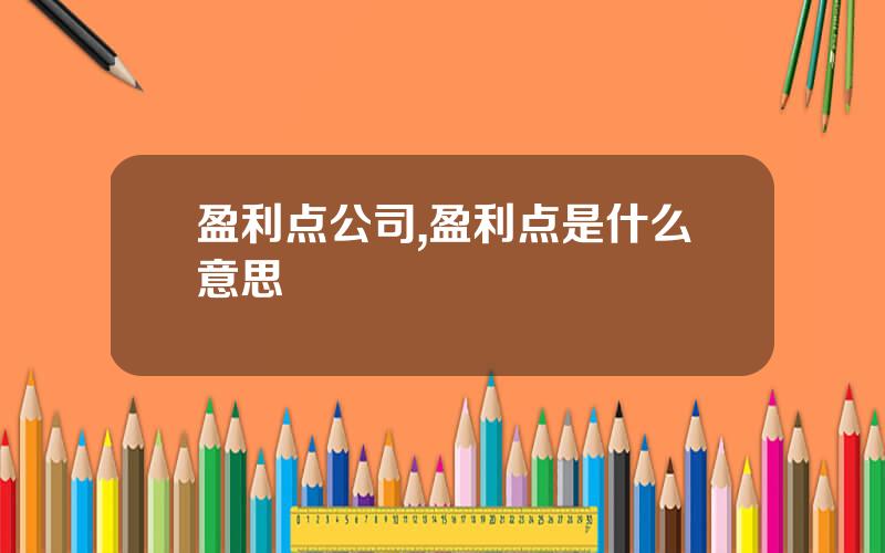 盈利点公司,盈利点是什么意思
