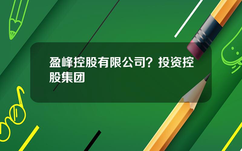 盈峰控股有限公司？投资控股集团