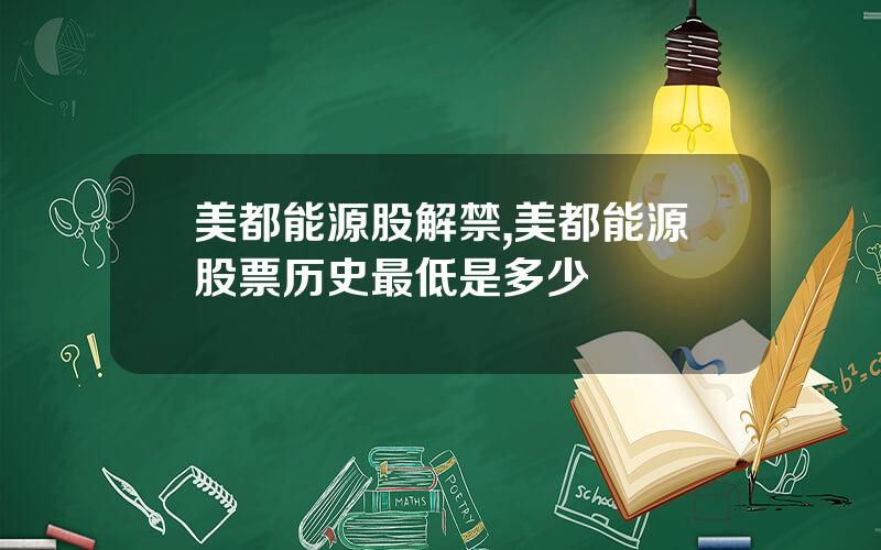 美都能源股解禁,美都能源股票历史最低是多少