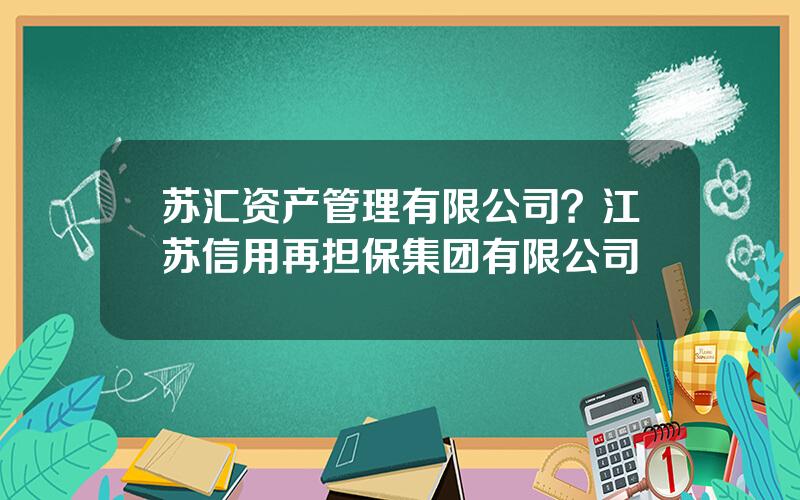 苏汇资产管理有限公司？江苏信用再担保集团有限公司