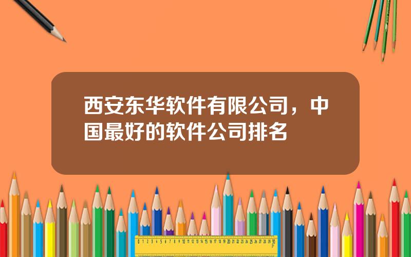 西安东华软件有限公司，中国最好的软件公司排名