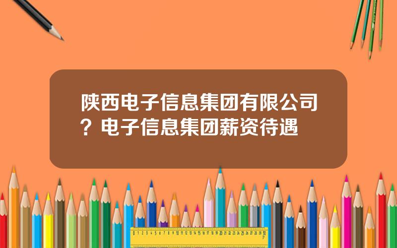 陕西电子信息集团有限公司？电子信息集团薪资待遇