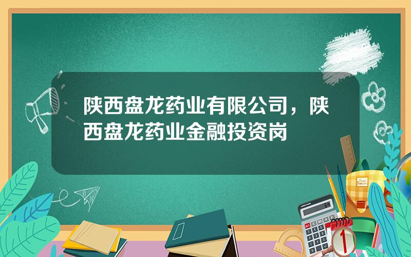陕西盘龙药业有限公司，陕西盘龙药业金融投资岗